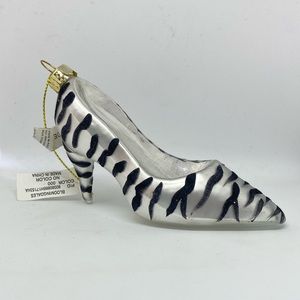 Bloomingdale’s Glass Zebra High Heel Ornament Christmas Silver